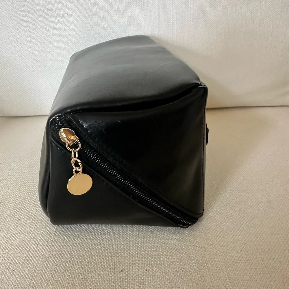 Black Cosmetic Bag with Structured Design